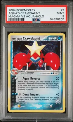 Pokemon PSA 9 Team Aqua's Crawdaunt #2 EX Team Magma Vs Team Aqua 2004 English - Image 2