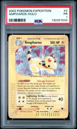 PSA 1 PR POOR 2002 Pokemon TCG Ampharos Expedition 2/165 Holo Rare POP 6 - Image 1