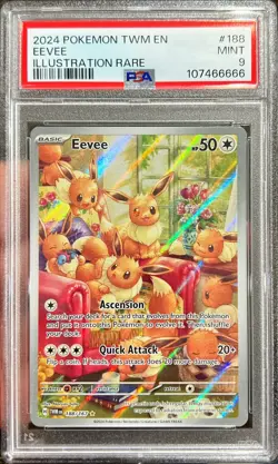 2024 Pokemon Twilight Masquerade Eevee Illustration Rare Eng 188/167 PSA 9 Mint - Image 1