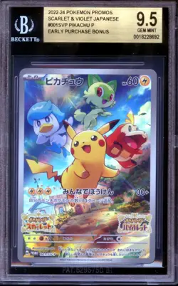 BGS 9.5 - Pikachu 001/SV-P Scarlet & Violet Pre-Order Promo - Japanese Pokemon - Image 1