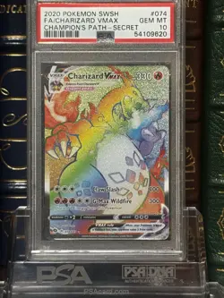 PSA 10 GEM MINT Pokemon Champion Path Secret Rate Rainbow Charizard VMAX - Image 2