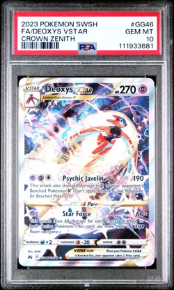 Pokemon Deoxys VSTAR PSA 10 GEM MINT GG46 Full Art Crown Zenith 2023 GG46/GG70 - Image 1