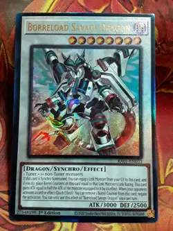 Yugioh Borreload Savage Dragon Prismatic Ultimate Rare RA01-EN033 1st NM - Image 1