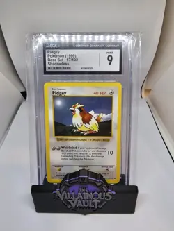 Pidgey CGC 9 Mint Base set Shadowless Pokemon Card WOTC 1999 POKEMON NEW LABEL - Image 1