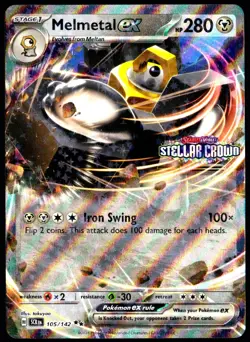 Pokemon TCG Melmetal ex 105/142 2024 Stellar Crown Stamped Promo Card - NM - Image 1