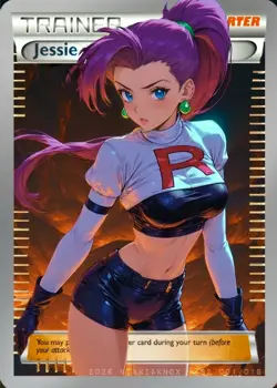 NEW Jessie Waifu Trainer Card Pokemon Full Art Custom Ecchi Sexy Anime Holo SAR - Image 1