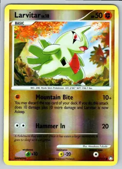 2007 Diamond & Pearl - Mysterious Treasures Larvitar Common Reverse Holo #87 - Image 1