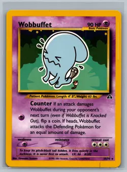 Pokemon TCG Wobbuffet #35/75 Unlimited Rare CCG Neo Discovery - Image 1