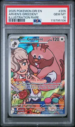 PSA 10 POKEMON DRI EN-DESTINED RIVALS ILLUSTRATION RARE ARVEN'S GREEDENT 205 - Image 1