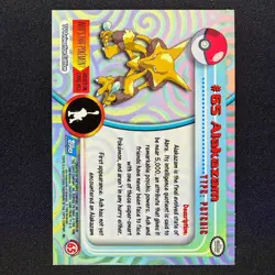 topps Pokemon TV Animation Series 1 Rainbow Holo Foil #65 Alakazam - Image 2