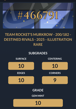 Pokemon TCG 2025 Destined Rivals TEAM ROCKET'S MURKROW IR #200 ACE 10 - Image 3