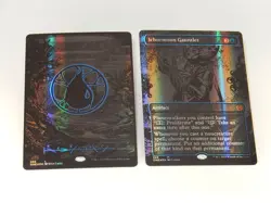 MTG Magic The Gathering Ichormoom Gauntlet & Island Oil Slick Foil Phyrexian - Image 1