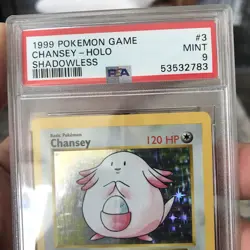 1999 POKEMON BASE SET SHADOWLESS #3 CHANSEY-HOLO PSA 9 - Image 5