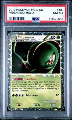 2010 POKEMON HEARTGOLD MEGANIUM PRIME #109 ULTRA RARE PSA 8 NM #119479044 - Image 1