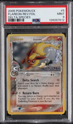 2005 POKEMON EX DELTA SPECIES #5 FLAREON-REVERSE FOIL PSA 9 - Image 1