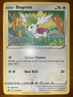 Pokemon TCG Shaymin Card Crown Zenith 115/159 Near Mint NM 2023 Yellow Border - Image 1