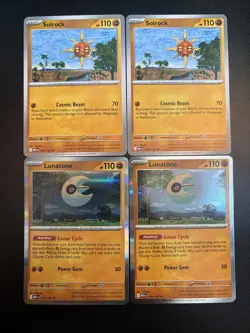 2x Lunatone 074/132 2x Solrock 075/132 Mega Evolution Pokemon Playset - Image 1