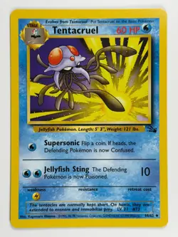 Tentacruel 44/62 Base Set Series Fossil UNCOMMON Stage 1 Pokemon Card 1999 NM - Image 1