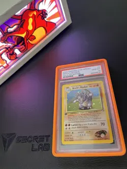 Pokemon First Edition Brock’s Rhydon Gym Heroes Holo #2 PSA 10 (POP 138) SWIRL🌀 - Image 1