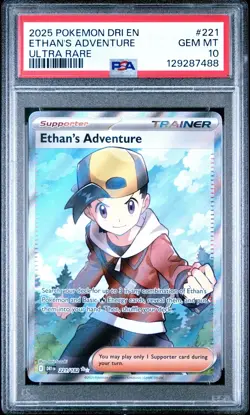 2025 POKEMON DRI EN-DESTINED RIVALS ULTRA RARE #221 ETHAN'S ADVENTURE PSA 10 - Image 1