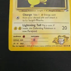 Lt. Surges Pikachu 81/132 Non Holo Rare Gym Heroes Pokemon Vintage WOTC - Image 2