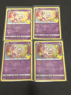 Mew 011/025 Pokemon Celebrations Holo Rare Lot of 4 Cards NM-M Pokemon TCG - Image 1