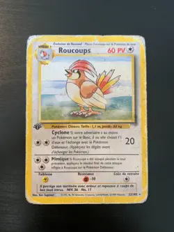 Carte Pokemon : Roucoups 22/102 Set de Base Edition 1 Wizards Francais - Image 1