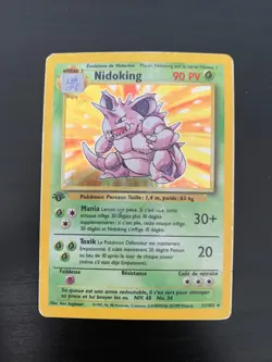 Carte Pokemon : Nidoking 11/102 Edition 1 Set de Base Wizards Francaise - Image 1
