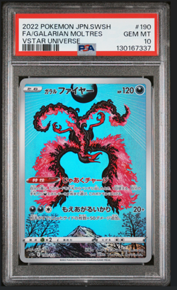 Pokemon Card PSA 10 Galarian Moltres 190/172 s12a VSTAR Universe FA AR 2022 - Image 1