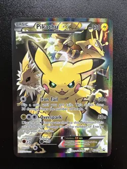 Pokemon Pikachu EX Red & Blue Col Black Star Full Art Promo XY124 NM A - Image 1