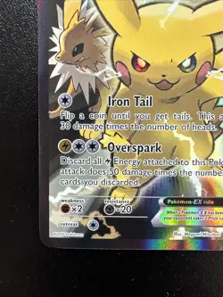Pokemon Pikachu EX Red & Blue Col Black Star Full Art Promo XY124 NM A - Image 4