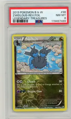 2013 Pokemon Black & White Legendary Treasures Zweilous Reverse Holo #98 PSA 8 - Image 1