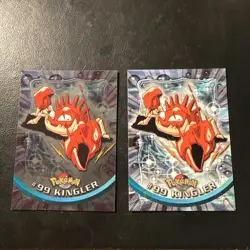 1999 Topps Pokemon TV Animation Series 2 #99 Kingler Base & Foil Blue Logo - Image 1