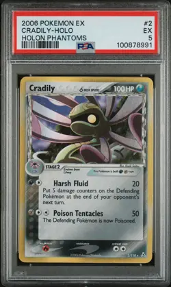 Pokemon TCG Cradily 2/110 Holo Rare - EX Holon Phantoms Delta Species PSA 5 - Image 1