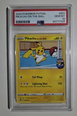 Pikachu on the Ball PSA 10 GEM MINT #001/005 2020 Pokemon Futsal UK Promo - Image 1
