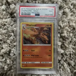 2019 Pokemon Sun & Moon Charizard Holo Detective Pikachu PSA 9 - Image 1