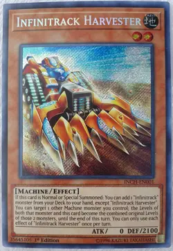 Yugioh 1x Infinitrack Harvester INCH-EN001 Secret Rare 1st Edition Near Mint - Image 1