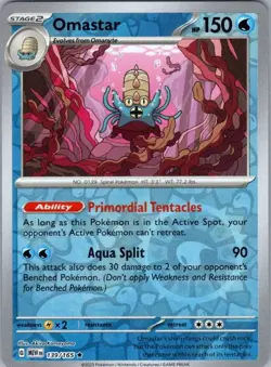 Pokemon Card Omastar 139/165 Reverse Holo Rare SV: Scarlet & Violet 151 NM - Image 1