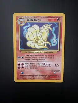 Ninetales Holo Unlimited Rare Pokemon TCG Card 12/102 Base Set - Image 1