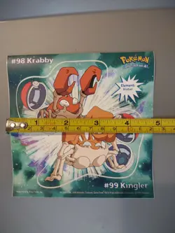 Vtg 1999 Nintendo creatures Game Freak Pokemon sticker card #98 Krabby Kringler - Image 4