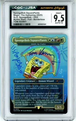 CGC MINT+ 9.5 Auto 10 Signed Tom Kenny SpongeBob SquarePants SDL M 1932 Foil - Image 1