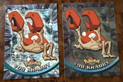 1999 Topps Pokemon TV Animation Series 2 #98 Krabby Base & Foil Blue Label Cards - Image 1