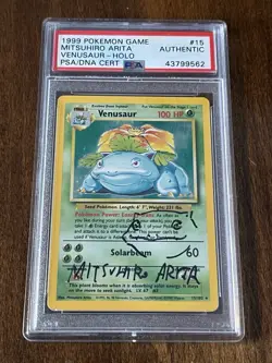 1999 Pokemon Base Set Venusaur Holo Mitsuhiro Arita Auto/Sketch PSA Authentic - Image 1