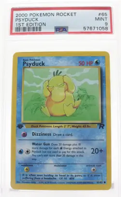 PSA 9 MINT 2000 Pokemon Team Rocket #65 Psyduck 1st Edition !!! - Image 1