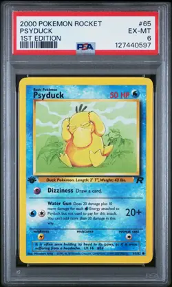 2000 POKEMON ROCKET 1ST EDITION #65 PSYDUCK PSA 6 - Image 1