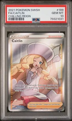 PSA 10 2021 POKEMON SWORD & SHIELD CHILLING REIGN #189 FULL ART/CAITLIN - Image 1