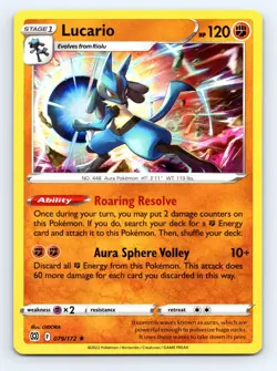 Lucario 079/172 Holo Rare - Pokemon TCG Sword & Shield Brilliant Stars - NM/M - Image 1