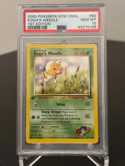 Koga's Weedle 1st Edition Gym Challenge 2000 Pokemon #82 PSA 10 - Image 1