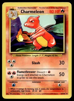 Charmeleon 24/102 Pokemon Card Base Set Uncommon 80 HP Lightly Played H15 - Image 1