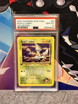 First Edition Gym Challenge PSA 10 83/132 Koga’s Zubat Pokemon Card - Image 1